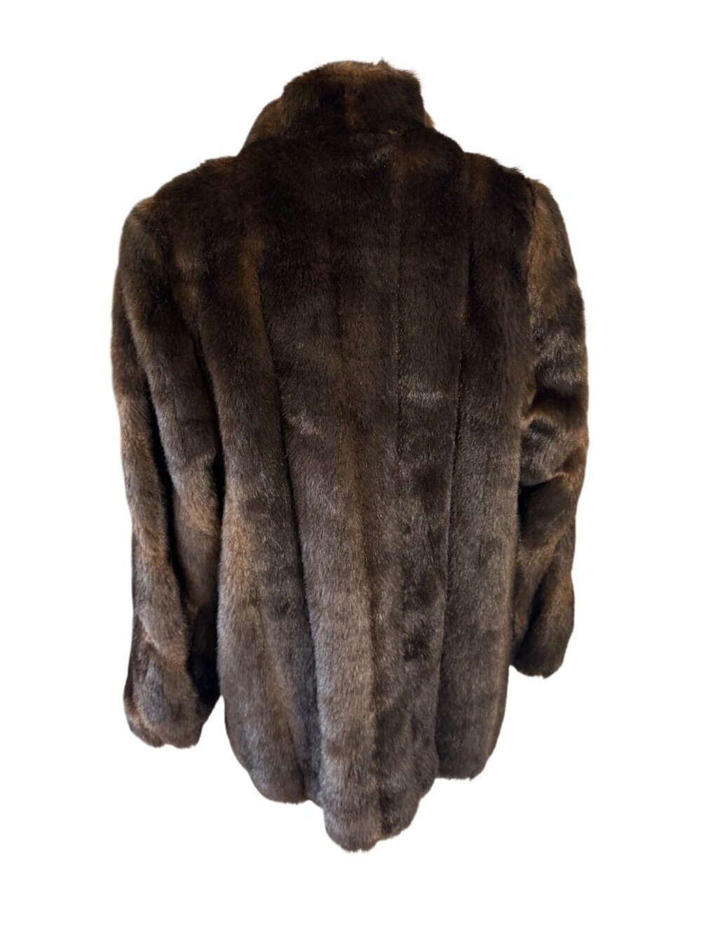 Fabulous Furs Womens Lined Faux Fur Mink Jacket Size M Brown Relaxed Pocket Glam - Picture 12 of 13